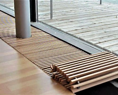 ADO Bodenkonvektorroste aus Holz rolllbare Ausführung